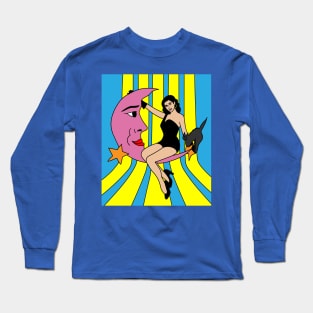 Flying Witch On A Broomstick With A Hat Long Sleeve T-Shirt